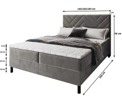 Lit Boxspring ROKIS 140X200 CM MONOLITH 77, Bleu, Lit avec matelas et rangement><noscript><img width=