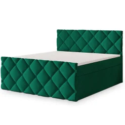 Lit Boxspring ROVARI 140X200 CM KRONOS 19, Vert foncé, Lit avec matelas et rangement>Masseno New