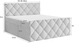 Lit Boxspring ROVARI 140X200 CM KRONOS 19, Vert foncé, Lit avec matelas et rangement><noscript><img width=