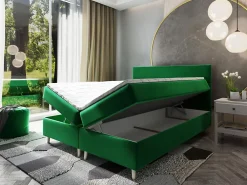 Masseno Lit Boxspring SANTA 180X200 CM PAROS 02, Beige, Lit avec matelas et rangement* Ensemble Sommier Et Matelas