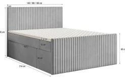 Lit Boxspring TERVAN 160X200 CM KRONOS 07, Noir, Lit avec matelas et rangement><noscript><img width=