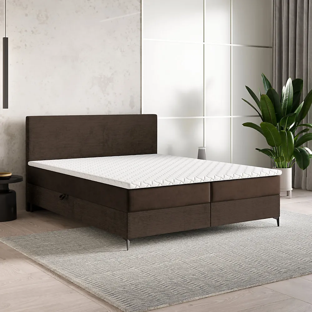 Lit Boxspring TORREL 160X200 CM POSO 06 + KRONOS 06, Marron, Lit avec matelas et rangement>Masseno Online