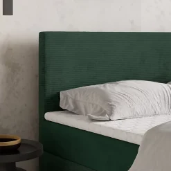 Masseno Lit Boxspring TORREL 160X200 CM POSO 14 + KRONOS 14, Vert foncé, Lit avec matelas et rangement* Ensemble Sommier Et Matelas