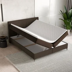 Lit Boxspring TORREL 180X200 CM POSO 06 + KRONOS 06, Marron, Lit avec matelas et rangement><noscript><img width=