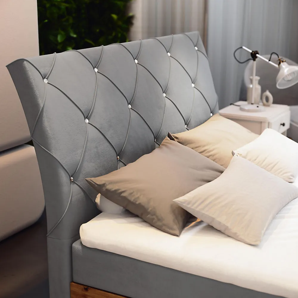 Lit Boxspring VELLANO 140X200 CM PAROS 05, Gris clair, Lit avec matelas et rangement>Masseno Best