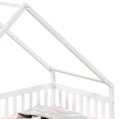 Lit cabane asymétrique ALVA avec tiroirs, 90 x 200 cm en pin massif lasuré blanc><noscript><img width=