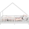 Idimex Lit cabane asymétrique CORA 90 x 190 cm en pin massif lasuré blanc*Enfant Lit Enfant