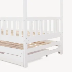 [En.Casa] Lit cabane double Aarghonmaa avec matelas 90 x 200 cm blanc en.casa* Lit Double
