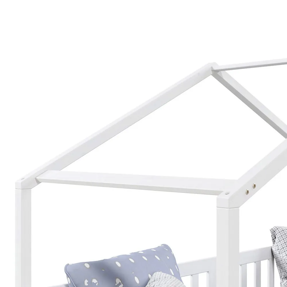 Lit cabane ELEA avec tiroirs, 90 x 200 cm en pin massif lasuré blanc>Idimex Discount