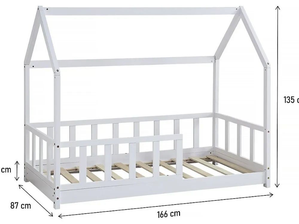 Lit cabane en bois "Charlotte" Blanc 80 x 160 cm>Habitat Et Jardin