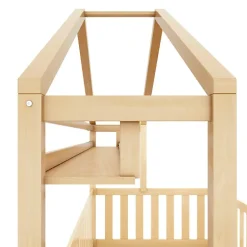 ModernLuxe Lit cabane enfant 90x200cm - avec 2 tiroirs - bois massif avec sommier à lattes - naturel (sans matelas)*Enfant Lit Enfant
