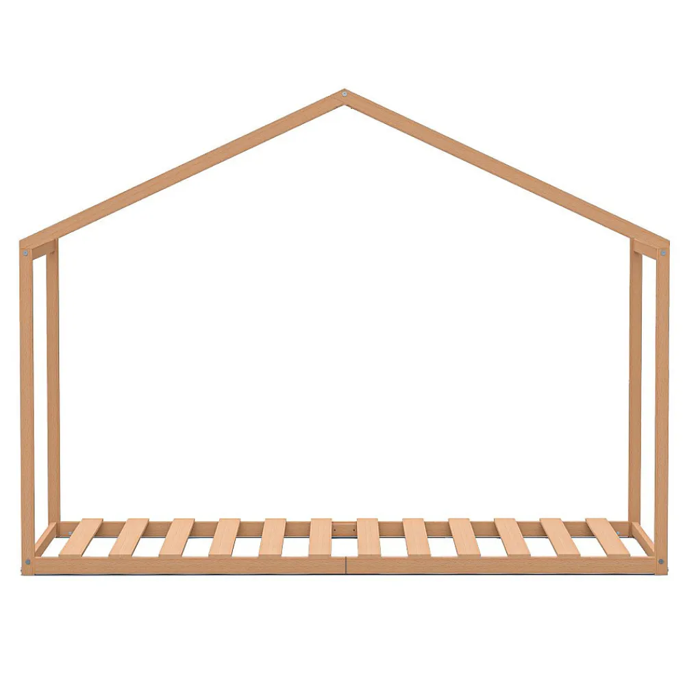 Lit cabane enfant 90x190cm bois massif WATE Naturel inclus sommier>Bb Loisir New