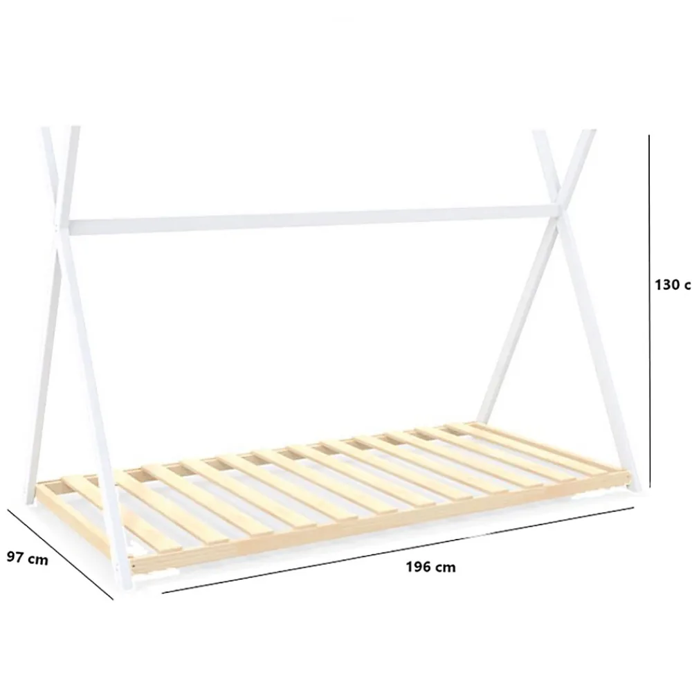 Bb Loisir Lit cabane enfant 90x190cm bois massif SOLI Blanc inclus sommier*Enfant Lit Enfant