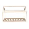 Bb Loisir Lit cabane enfant 70x140cm bois massif PANDOU Naturel inclus sommier*Enfant Lit Enfant