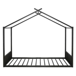 Blackcolors Lit Cabane Enfant 140x200cm Cadre Fer Barre Maison Noir*Enfant Lit Enfant