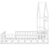 ProximaX Lit cabane enfants 140 x 200 cm avec rangements et garde-corps avec tables de chevet, blanc* Lit Avec Rangement