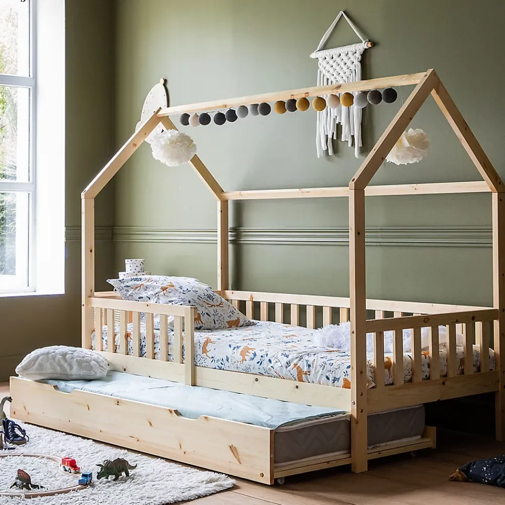 Happy Garden Lit cabane gigogne pour enfant 190x90cm en bois MARCEAU -*Enfant Lit Enfant