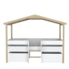 Lit cabane hauteur 90x200cm bois massif POLI naturel blanc inclus sommier et 2 tiroirs>Bb Loisir Best