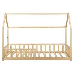 Lit cabane Hesel avec matelas à mousse froid 90 x 200 cm naturel en.casa><noscript><img width=