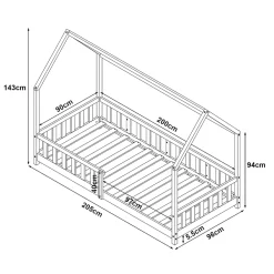 [En.Casa] Lit cabane Hesel pour enfants bois de pin 90 x 200 cm rose en.casa*Enfant Lit Enfant