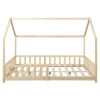 [En.Casa] Lit cabane Hesel pour enfants bois de pin 120 x 200 cm naturel en.casa*Enfant Lit Enfant