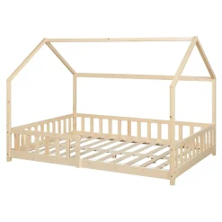 [En.Casa] Lit cabane Hesel pour enfants bois de pin 120 x 200 cm naturel en.casa*Enfant Lit Enfant