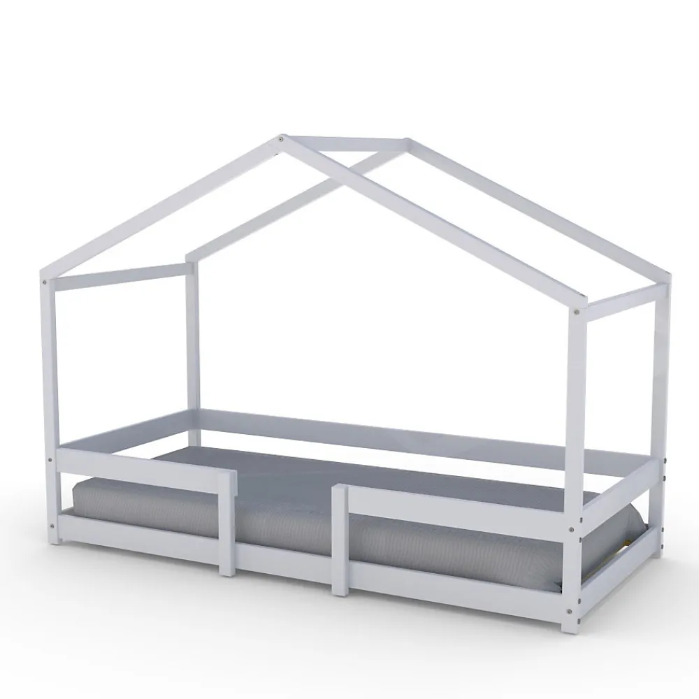 Lit cabane INDIANA 90x190 + sommier / blanc>Weber Industries