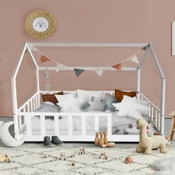 Lit cabane Kiwi 90x190 avec sommier et matelas /Blanc>Weber Industries