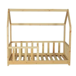 Lit cabane Kiwi 70x140 avec sommier et matelas /Naturel><noscript><img width=