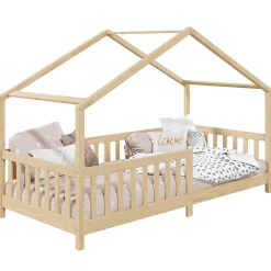 Lit cabane LISAN 90 x 190 cm, en pin massif naturel>Idimex Best