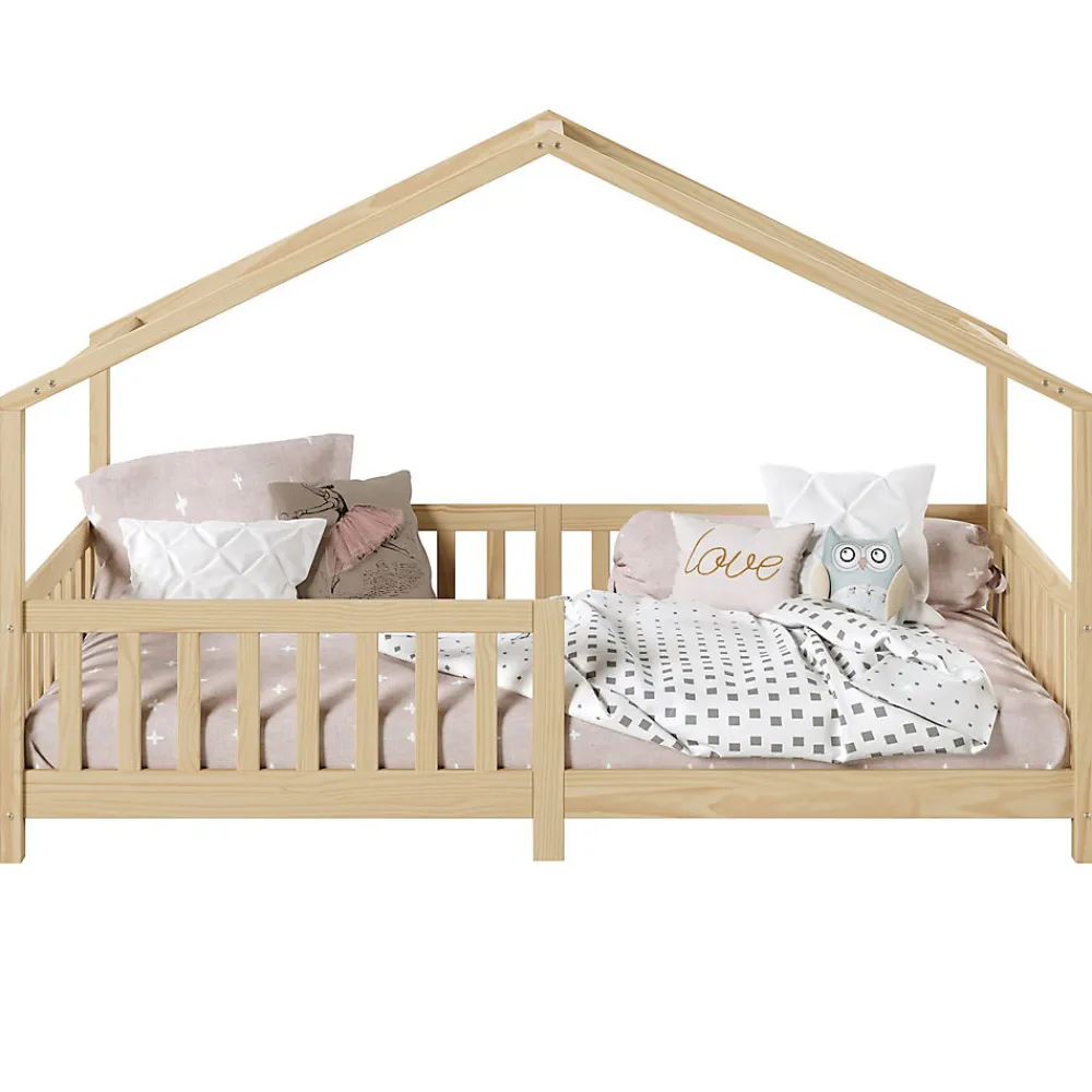Lit cabane LISAN 90 x 190 cm, en pin massif naturel>Idimex Best