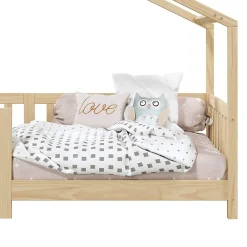 Lit cabane LISAN 90 x 190 cm, en pin massif naturel><noscript><img width=