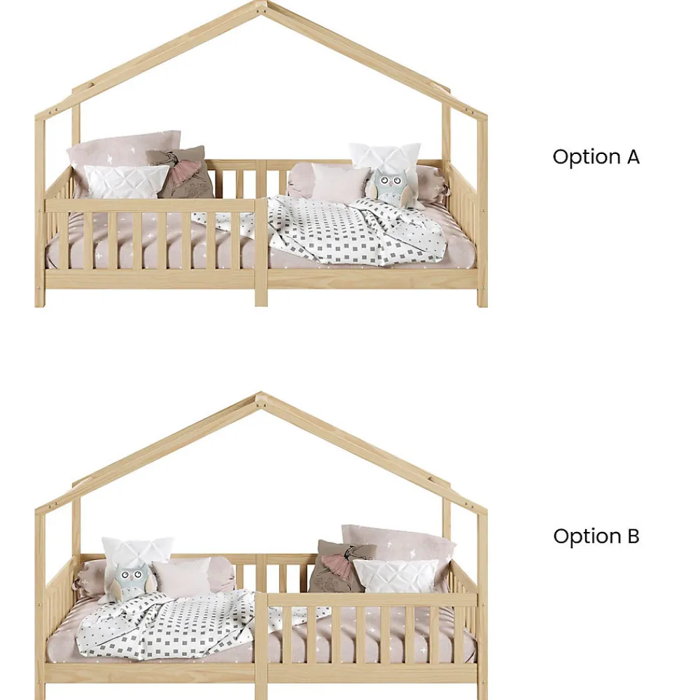 Lit cabane LISAN 90 x 190 cm, en pin massif naturel>Idimex Best
