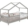 Lit cabane LISAN 90 x 190 cm, en pin massif lasuré gris>Idimex Clearance