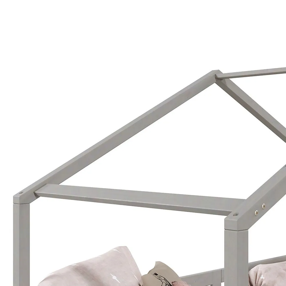 Lit cabane LISAN 90 x 190 cm, en pin massif lasuré gris>Idimex Clearance