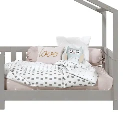 Lit cabane LISAN 90 x 190 cm, en pin massif lasuré gris><noscript><img width=
