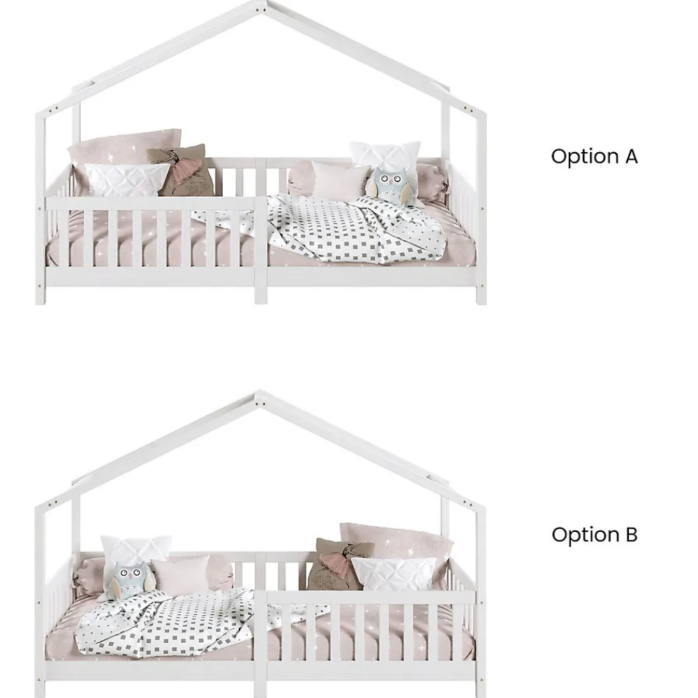 Lit cabane LISAN 90 x 190 cm, en pin massif lasuré blanc>Idimex Hot