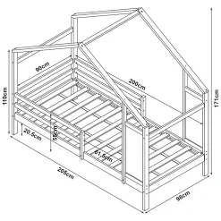 [En.Casa] Lit cabane Lorenskog bois de pin 90 x 200 cm naturel en.casa*Enfant Lit Enfant