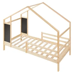 [En.Casa] Lit cabane Lorenskog bois de pin 90 x 200 cm naturel en.casa*Enfant Lit Enfant