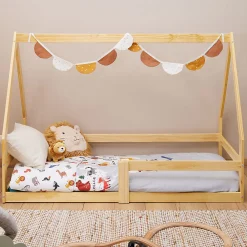 Lit cabane LUSIA 80 x 160 cm, en pin massif naturel><noscript><img width=