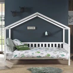 Lit cabane MH 90x200 sommier et tiroir inclus Vipack Dallas Blanc><noscript><img width=