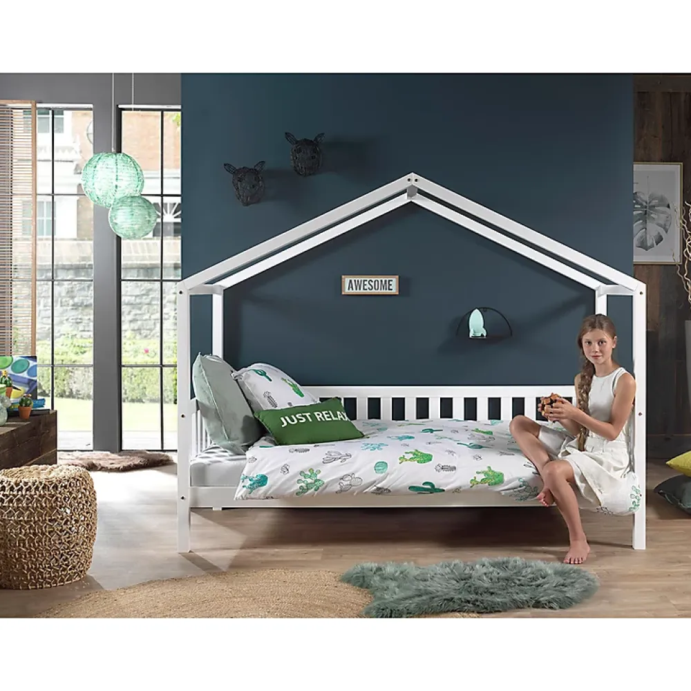 Petits-Meubles Lit cabane MH 90x200 Sommier inclus Vipack Dallas - Blanc*Enfant Lit Enfant