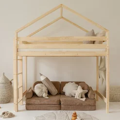 Lit cabane mi-hauteur 90x190 sommier inclus Candice Bois><noscript><img width=