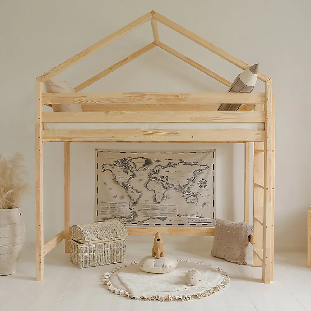 Lit cabane mi-hauteur 90x200 sommier inclus Candice Bois>Petits-Meubles Clearance