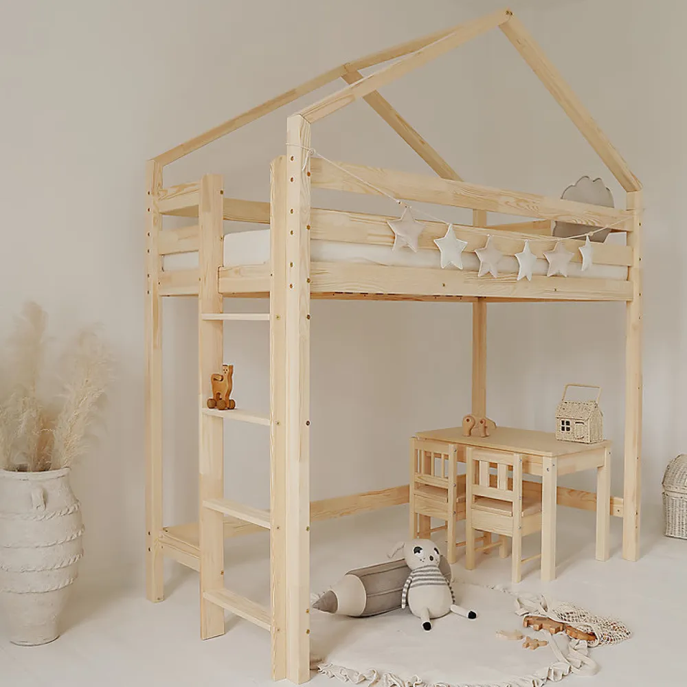 Lit cabane mi-hauteur 90x200 sommier inclus Candice Bois>Petits-Meubles Clearance
