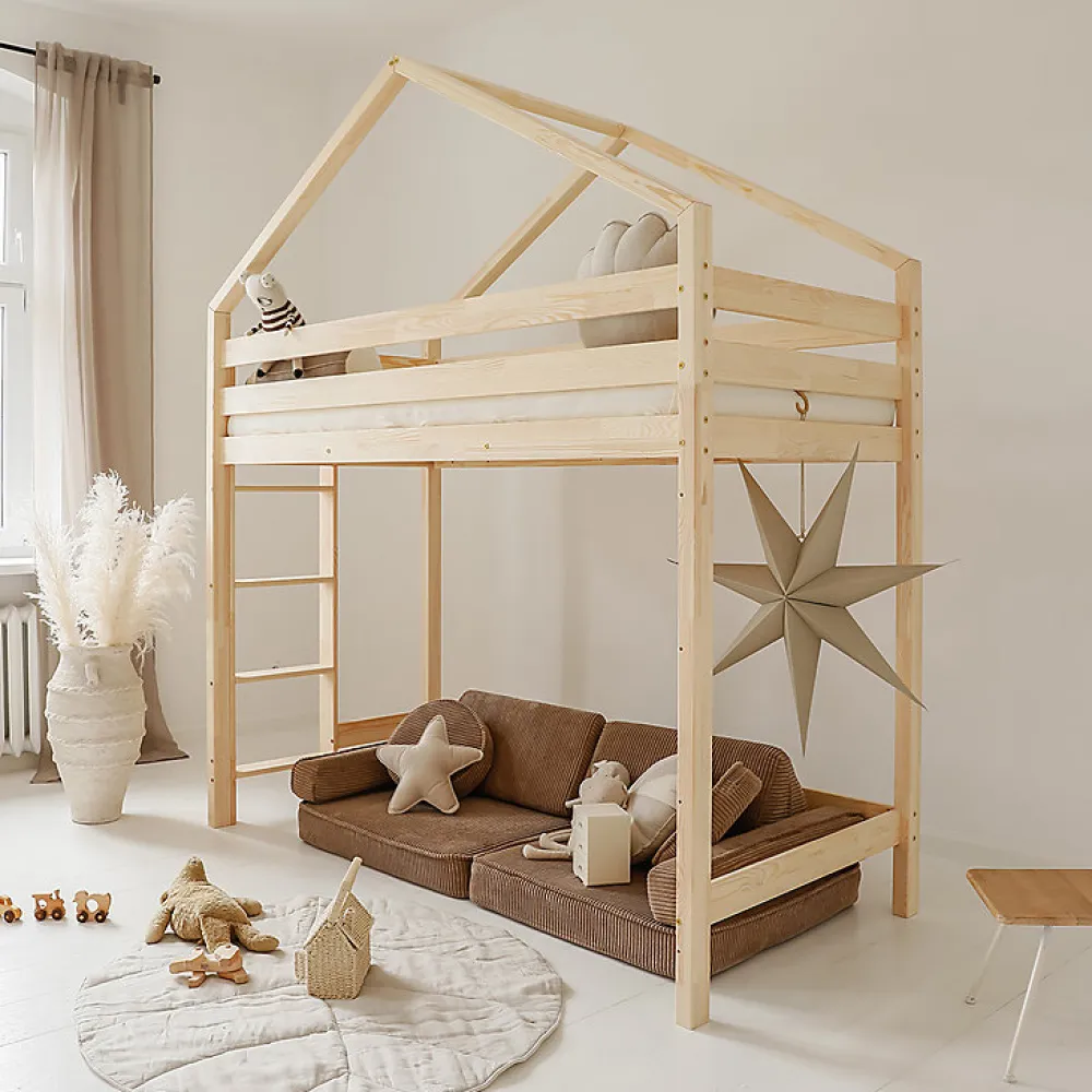 Lit cabane mi-hauteur 90x200 sommier inclus Candice Bois>Petits-Meubles Clearance