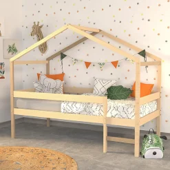 Lit cabane MIKA 90x190 + sommier / Naturel>Weber Industries Best