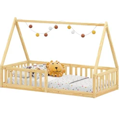 Idimex Lit cabane NICOLAS 90 x 190 cm, en pin massif coloris naturel*Enfant Lit Enfant