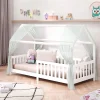 Idimex Lit cabane NINA 90 x 190 cm, en pin massif lasuré blanc*Enfant Lit Enfant