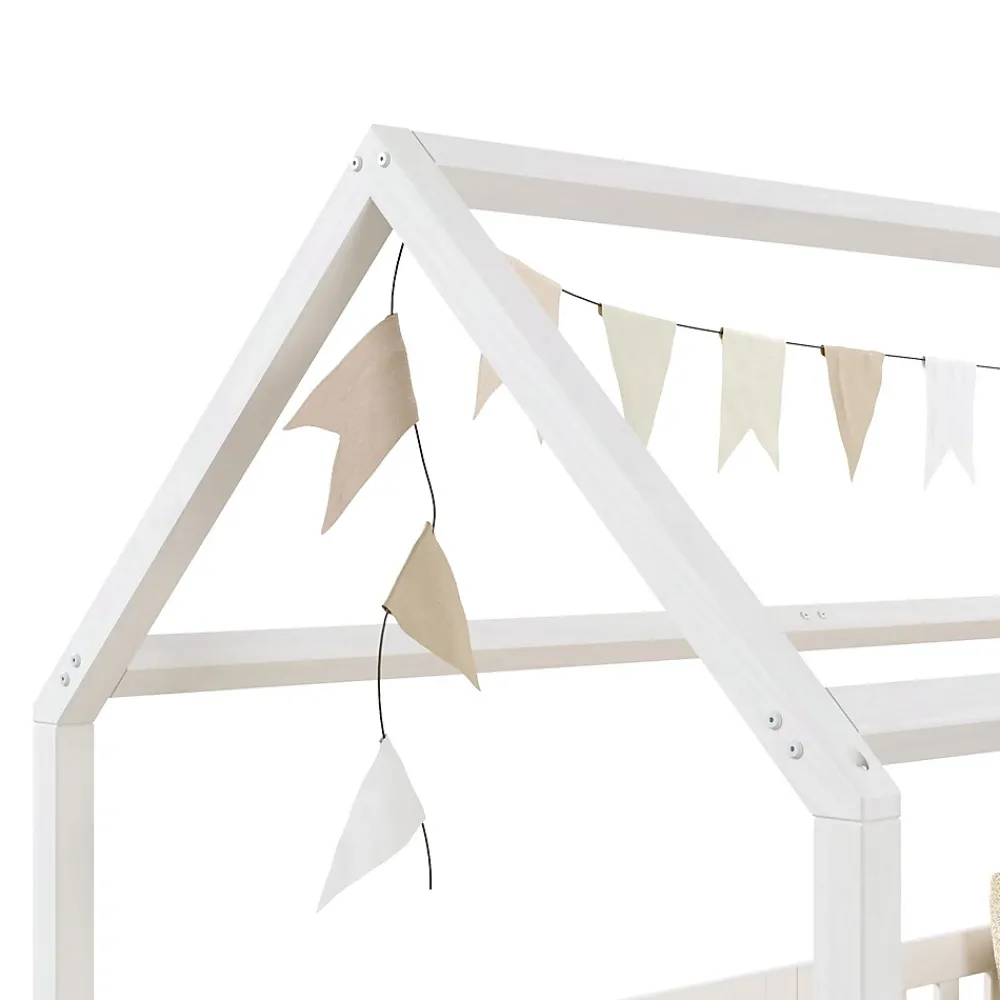 Idimex Lit cabane NINA 90 x 190 cm, en pin massif lasuré blanc*Enfant Lit Enfant